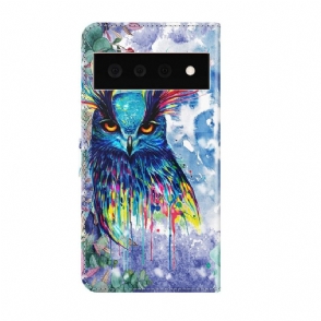 Flip Case voor Google Pixel 6 Pro Aquarel Uil