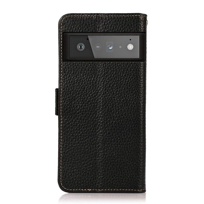 Folio-hoesje voor Google Pixel 6 Pro Khazneh Glanzend Glanzend Leer