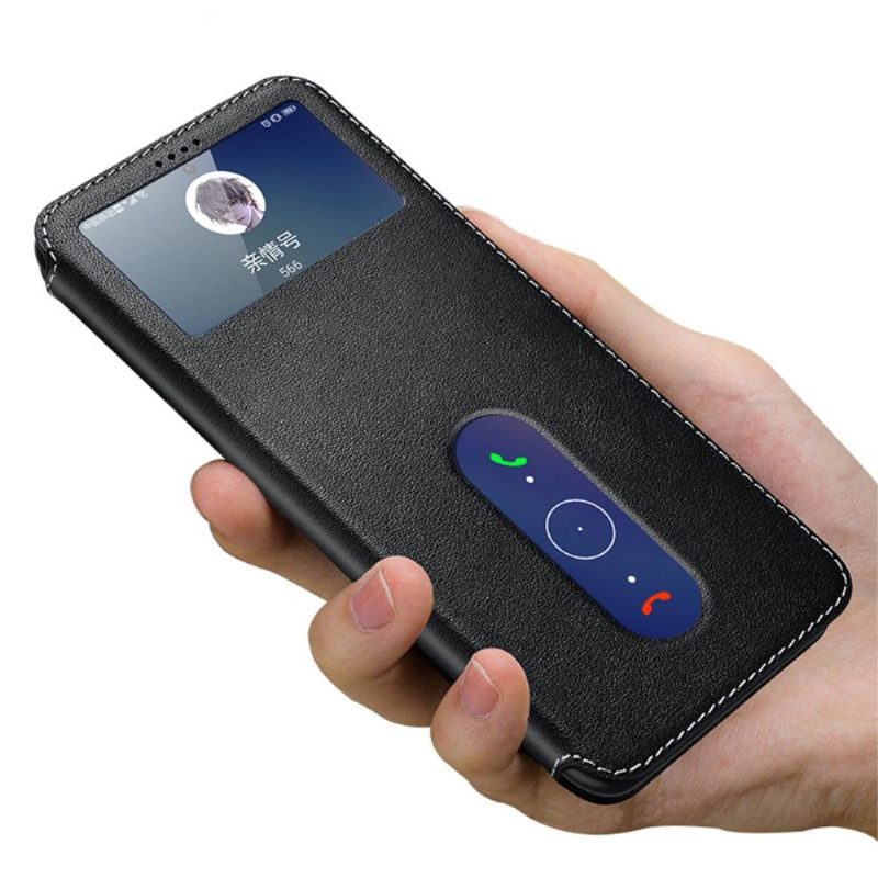 Folio-hoesje voor Vivo X60 Echt Leer Met Windows