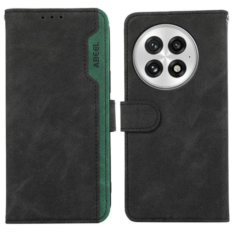 Flip Case Leren Oneplus 13 Abeel Tweekleurig Suède-effect