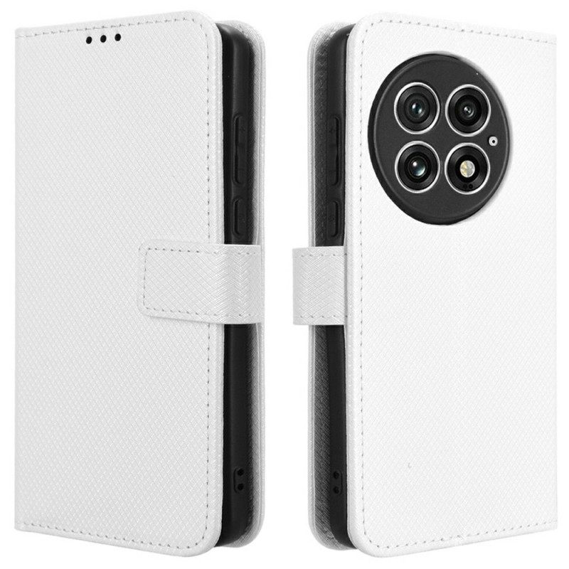 Flip Case Leren Oneplus 13 Diamantstructuur