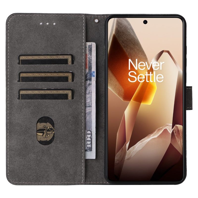 Flip Case Leren Oneplus 13 Suède-effect Met Rfid-bescherming