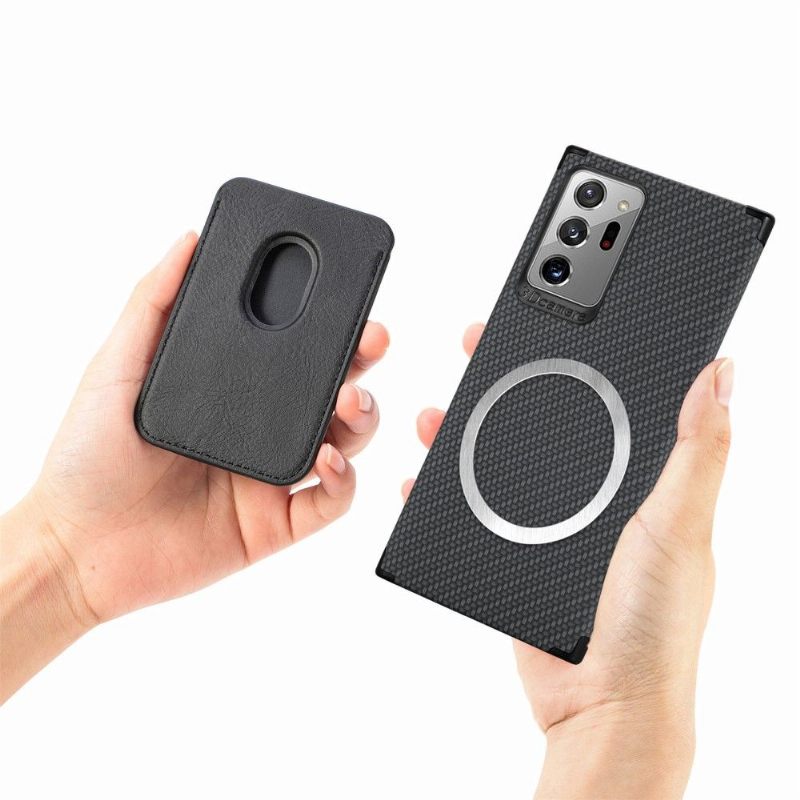 Telefoonhoesje voor Samsung Galaxy Note 20 Ultra Magnetische Kaarthouder Van Koolstofvezel