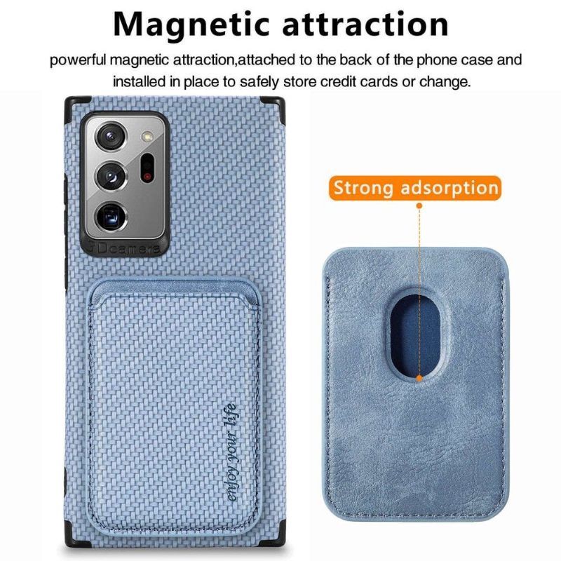 Telefoonhoesje voor Samsung Galaxy Note 20 Ultra Magnetische Kaarthouder Van Koolstofvezel