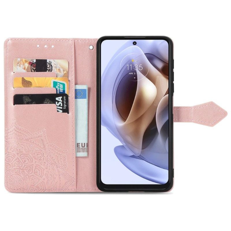 Flip Case voor Motorola Moto G31 / Moto G41 Mandala-reliëf In Kunstleer