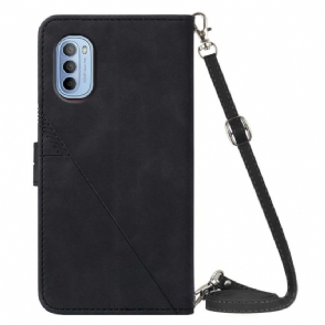 Folio-hoesje voor Motorola Moto G31 / Moto G41 Anti-fall Geometrisch Ontwerp Met Riem