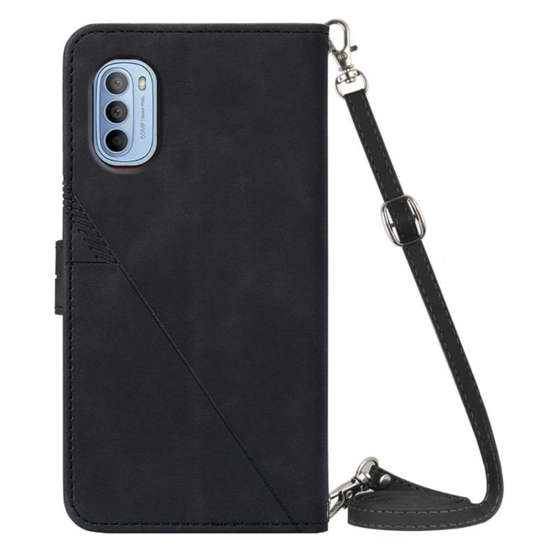 Folio-hoesje voor Motorola Moto G31 / Moto G41 Anti-fall Geometrisch Ontwerp Met Riem