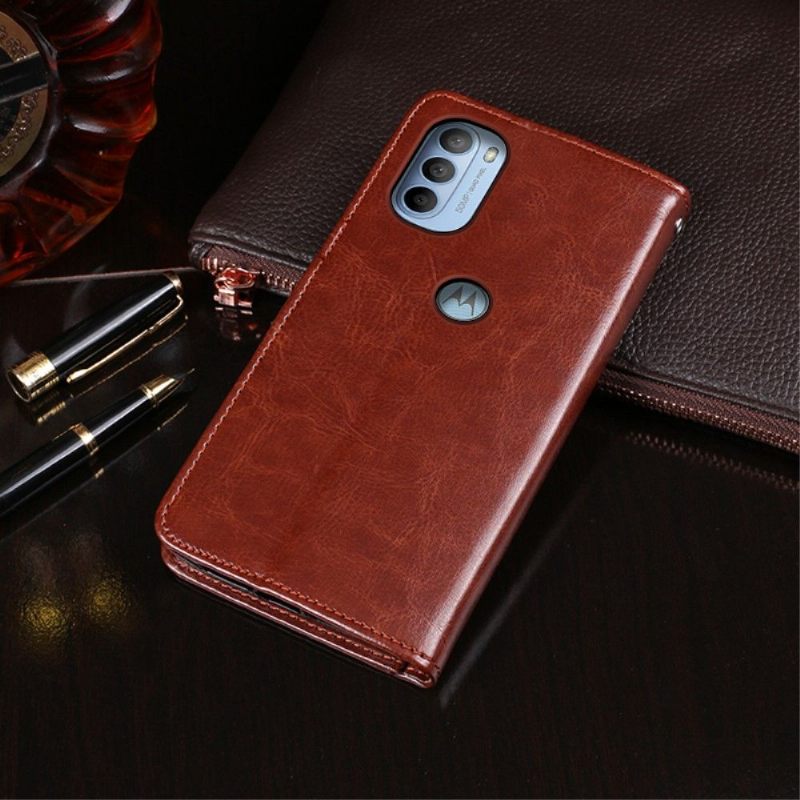 Folio-hoesje voor Motorola Moto G31 / Moto G41 Anti-fall Idewei Folio Ledereffect