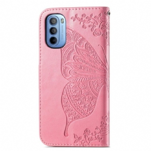 Folio-hoesje voor Motorola Moto G31 / Moto G41 Anti-fall Vlinder Met Reliëf