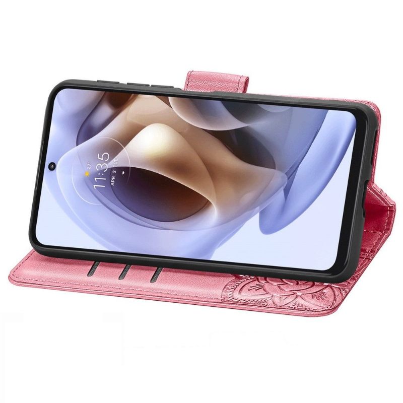 Folio-hoesje voor Motorola Moto G31 / Moto G41 Anti-fall Vlinder Met Reliëf