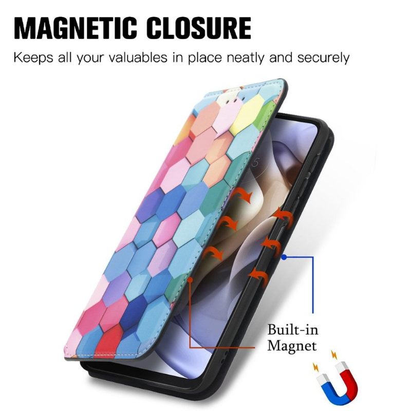 Folio-hoesje voor Motorola Moto G31 / Moto G41 Gekleurde Honingraat