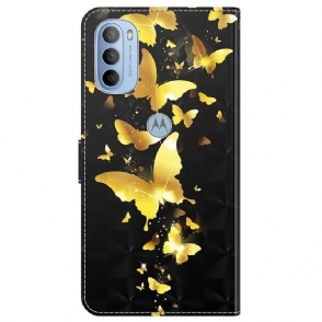Folio-hoesje voor Motorola Moto G31 / Moto G41 Gouden Vlinders Illustratie