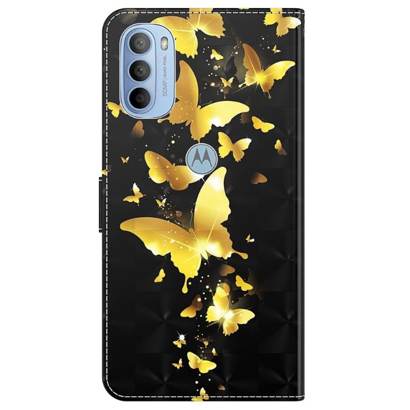 Folio-hoesje voor Motorola Moto G31 / Moto G41 Gouden Vlinders Illustratie
