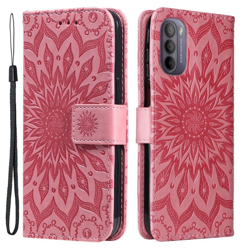 Folio-hoesje voor Motorola Moto G31 / Moto G41 Met Ketting Zonnebloem