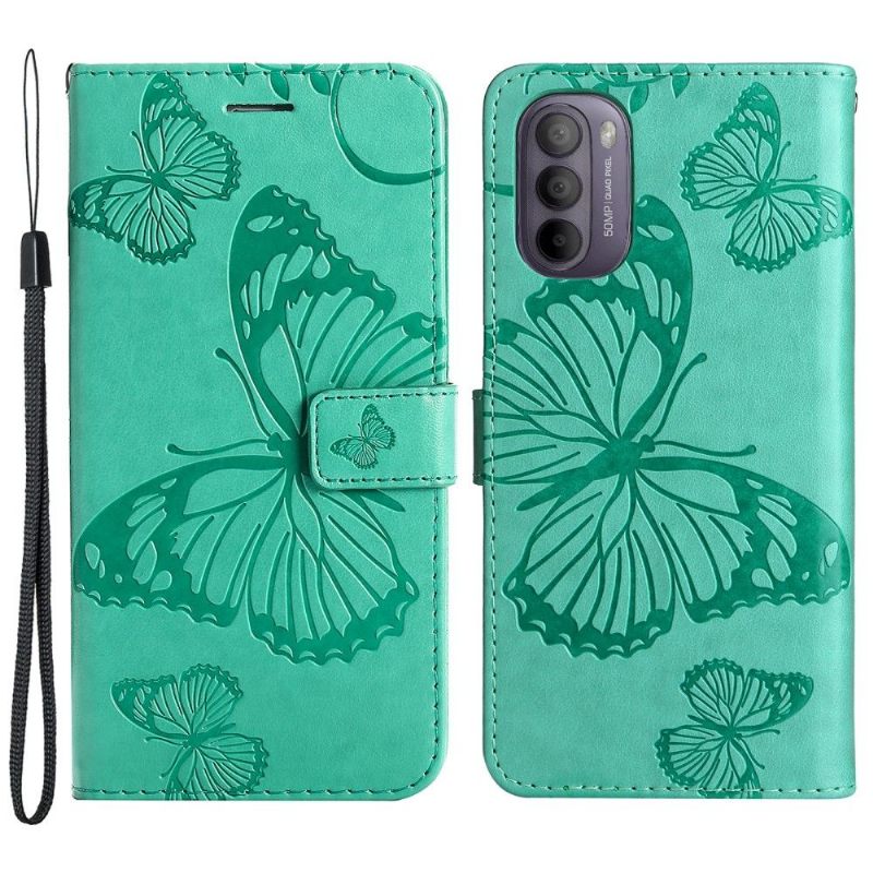 Folio-hoesje voor Motorola Moto G31 / Moto G41 Ondersteuningsfunctie Vlinders