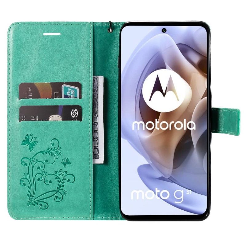 Folio-hoesje voor Motorola Moto G31 / Moto G41 Ondersteuningsfunctie Vlinders