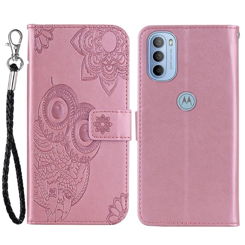 Folio-hoesje voor Motorola Moto G31 / Moto G41 Uil Met Reliëf