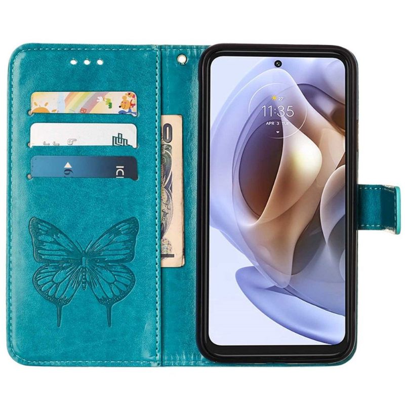 Folio-hoesje voor Motorola Moto G31 / Moto G41 Vlinder Bloem Kaarthouder