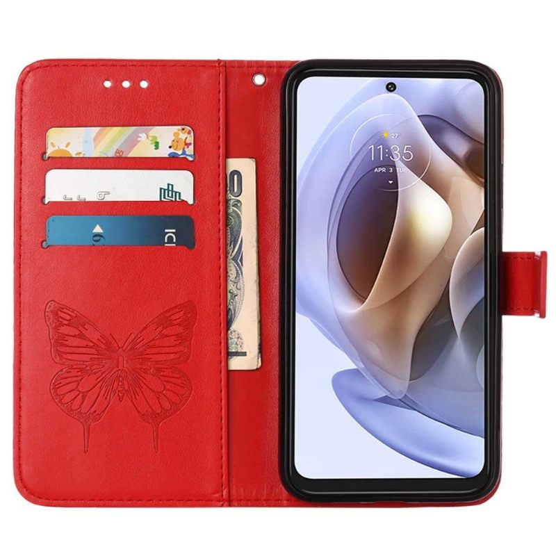 Folio-hoesje voor Motorola Moto G31 / Moto G41 Vlinder Bloem Kaarthouder