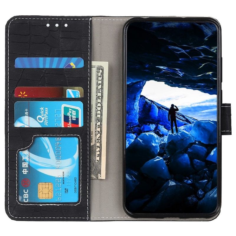 Leren Hoesje voor Motorola Moto G31 / Moto G41 Croco-look Stiksels