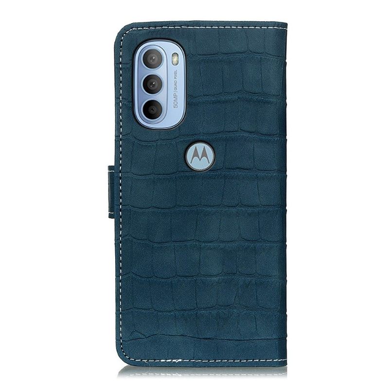 Leren Hoesje voor Motorola Moto G31 / Moto G41 Croco-look Stiksels