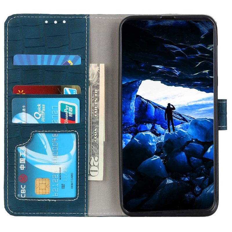 Leren Hoesje voor Motorola Moto G31 / Moto G41 Croco-look Stiksels