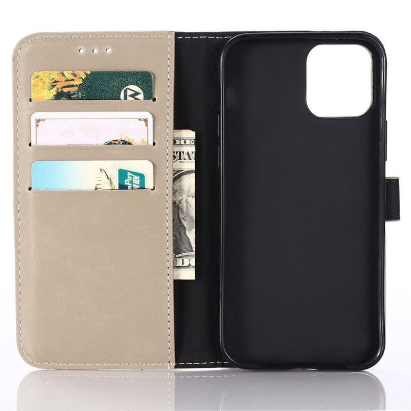 Case voor iPhone 12 Pro Max Folio-hoesje Retro Leereffect