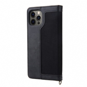Flip Case voor iPhone 12 Pro Max Canvas Kunstleer