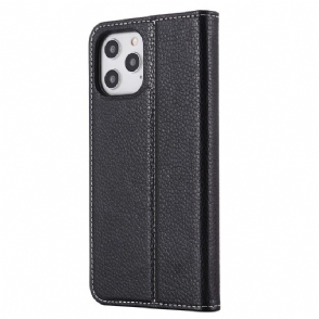 Folio-hoesje voor iPhone 12 Pro Max Getextureerd Generfd Leer