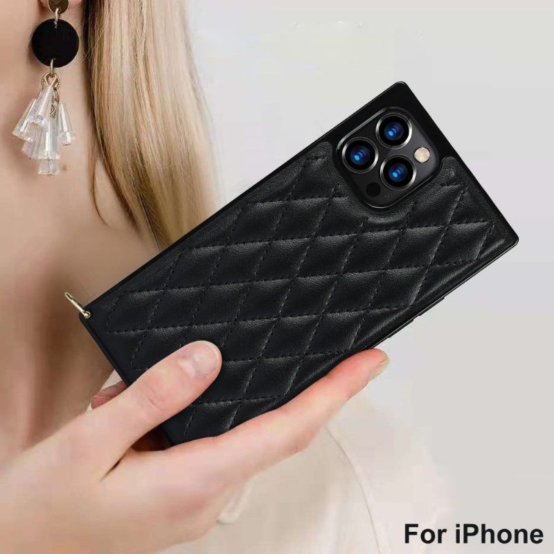 Hoesje voor iPhone 12 Pro Max Gewatteerd Leereffect En Koord