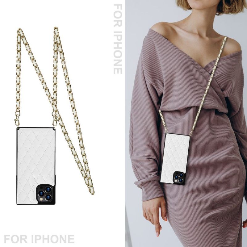 Hoesje voor iPhone 12 Pro Max Gewatteerd Leereffect En Koord