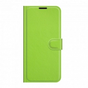 Folio-hoesje voor Oppo A54 5G / A74 5G Klassiek Lychee Kunstleer