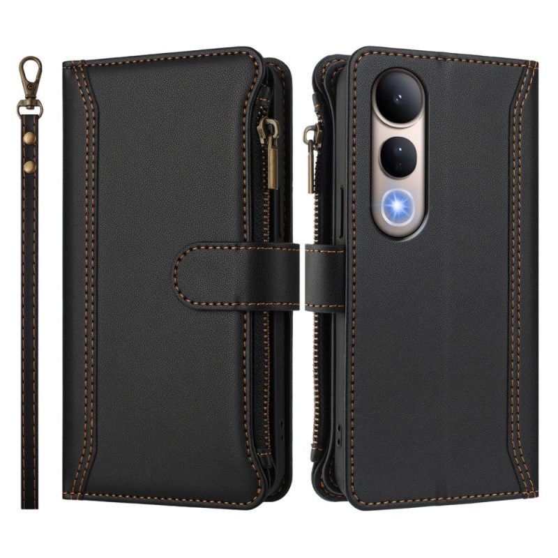 Bescherming Hoesje Vivo V50 Lite 5g Portemonnee Met 9 Kaartsleuven