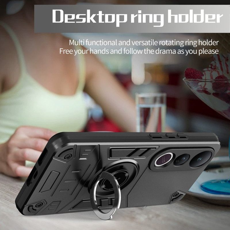 Case Hoesje Vivo V50 Lite 5g Telefoonhoesje Draaibare Standaard En Versterkte Bescherming