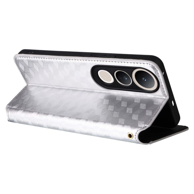 Folio-hoesje Vivo V50 Lite 5g Diamantpatroon Bescherming Hoesje