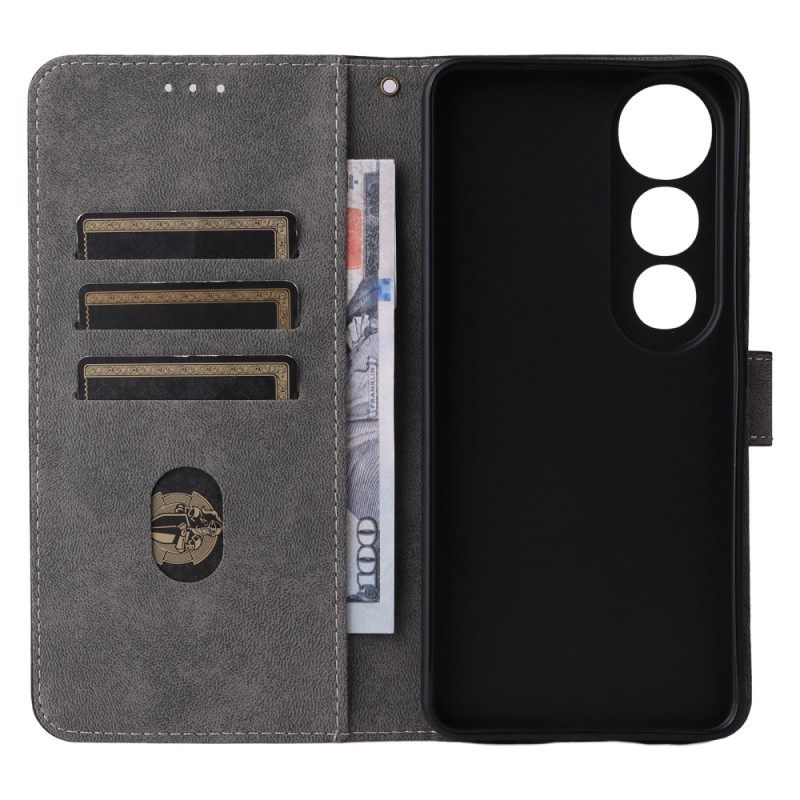 Leren Hoesje Vivo V50 Lite 5g Rfid-bescherming Met Draagkoord Bescherming Hoesje