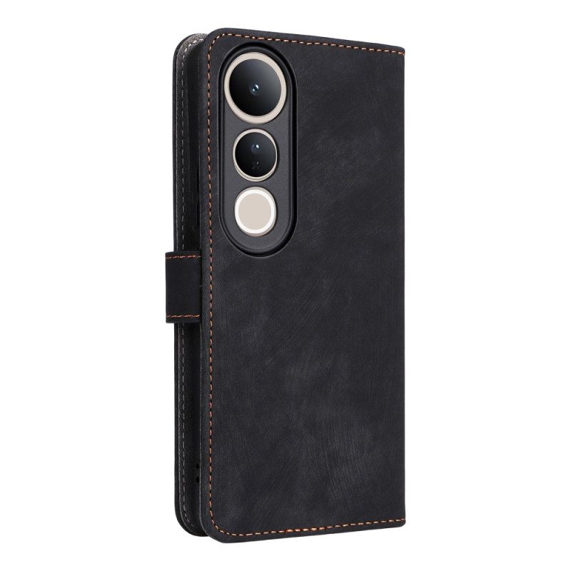 Leren Hoesje Vivo V50 Lite 5g Rfid-bescherming Met Draagkoord Bescherming Hoesje