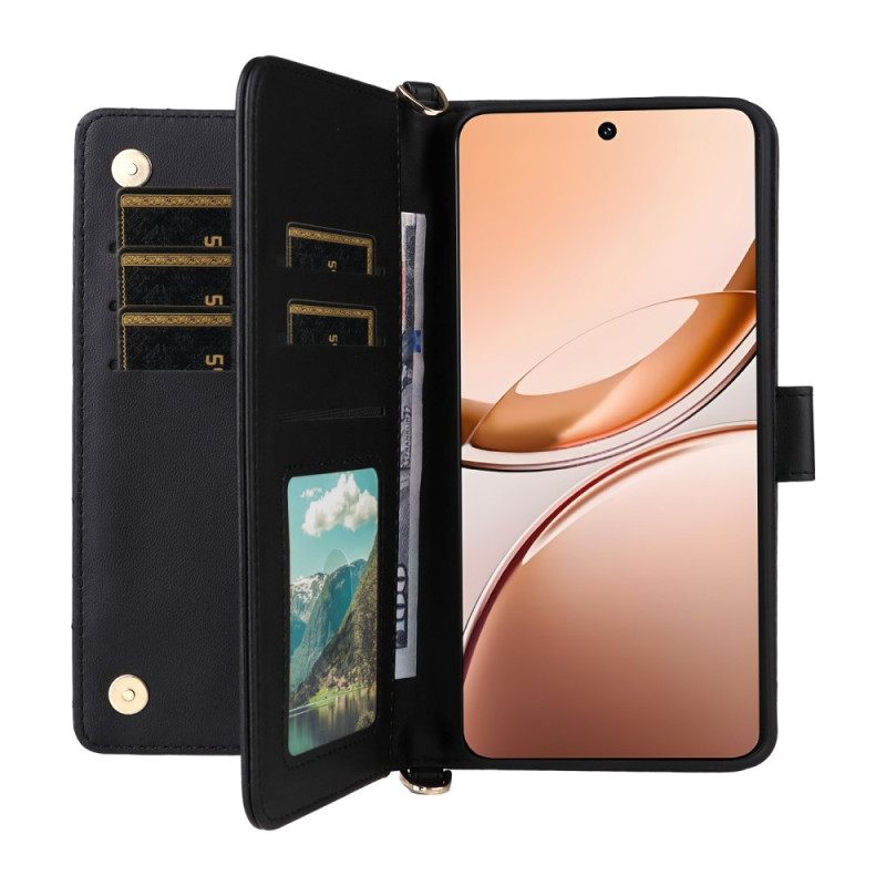 Leren Hoesje Voor Vivo V50 Lite 5g Gewatteerd Met Draagkoord En Schouderband