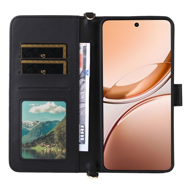 Leren Hoesje Voor Vivo V50 Lite 5g Gewatteerd Met Draagkoord En Schouderband