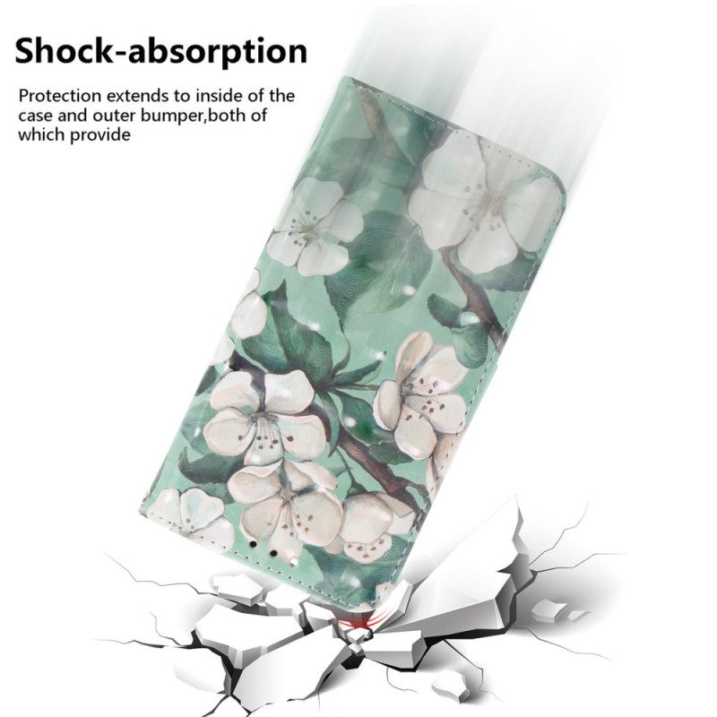 Flip Case Leren Oneplus Nord 5 Bloemen In Aquarel