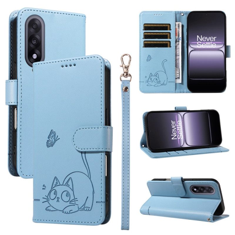 Flip Case Leren Oneplus Nord 5 Grafische Kat