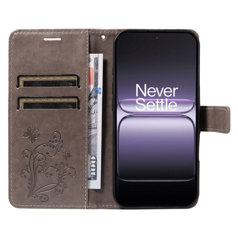 Flip Case Leren Oneplus Nord 5 Groot Vlinders