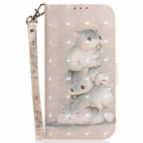 Flip Case Leren Oneplus Nord 5 Hamsters Met Bandjes
