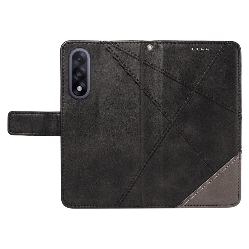 Flip Case Leren Oneplus Nord 5 Tweekleurig Geometrisch