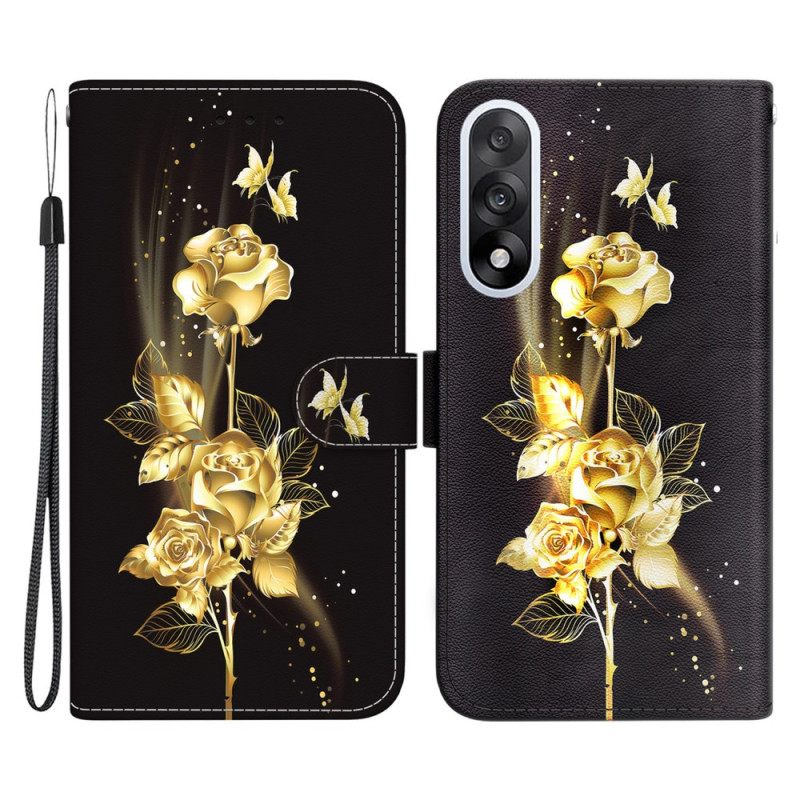 Folio-hoesje Oneplus Nord 5 Telefoonhoesje Gouden Rozen