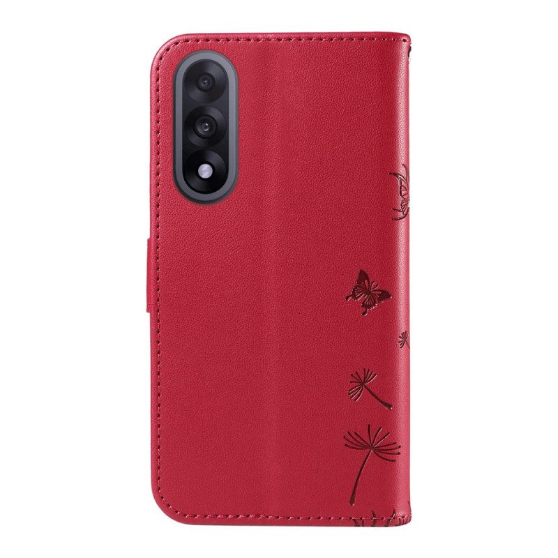 Folio-hoesje Oneplus Nord 5 Telefoonhoesje Paardenbloemen Met Bandjes