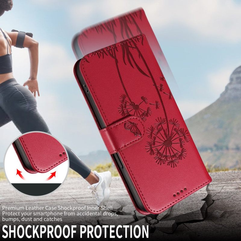 Folio-hoesje Oneplus Nord 5 Telefoonhoesje Paardenbloemen Met Bandjes