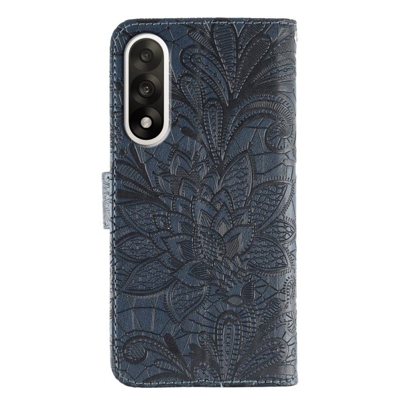 Leren Hoesje Oneplus Nord 5 Bloemenkant Bescherming Hoesje