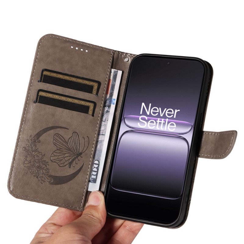 Leren Hoesje Oneplus Nord 5 Vlinderontwerp Bescherming Hoesje