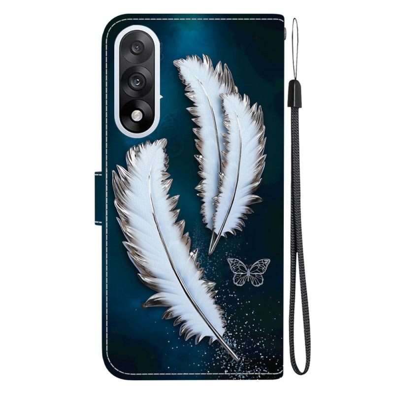 Leren Hoesje Oneplus Nord 5 Wit Veren Bescherming Hoesje